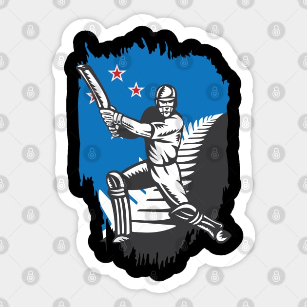 New Zealand Cricket Player Batsman Design Sticker by alltheprints